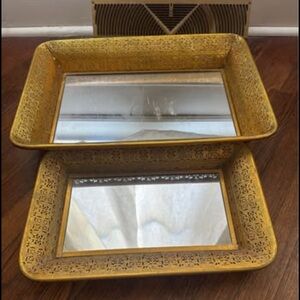 Aged Antique Gold Mirrored Trays